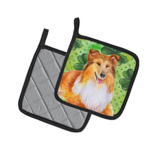 Load image into Gallery viewer, Sheltie St Patrick's Pot Holders - Set of 2 - Heat-Resistant Kitchen Essentials BB9894PTHD