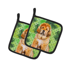Load image into Gallery viewer, Tibetan Mastiff St Patrick's Pot Holders - Set of 2 - Heat-Resistant Kitchen Essentials BB9895PTHD