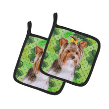 Load image into Gallery viewer, Yorkshire Terrier #2 St Patrick's Pot Holders - Set of 2 - Heat-Resistant Kitchen Essentials BB9897PTHD