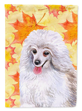 Load image into Gallery viewer, Medium White Poodle Fall Garden Flag - Outdoor Decorative Yard Flag BB9944GF
