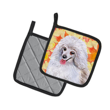 Load image into Gallery viewer, Medium White Poodle Fall Pot Holders - Set of 2 - Heat-Resistant Kitchen Essentials BB9944PTHD