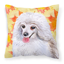 Load image into Gallery viewer, Medium White Poodle Fall Fabric Decorative Pillow BB9944PW1818