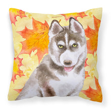 Load image into Gallery viewer, Siberian Husky Grey Fall Fabric Decorative Pillow BB9957PW1818