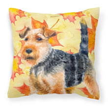Load image into Gallery viewer, Welsh Terrier Fall Fabric Decorative Pillow BB9961PW1818
