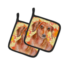 Load image into Gallery viewer, Red Dachshund Fall Pot Holders - Set of 2 - Heat-Resistant Kitchen Essentials BB9968PTHD