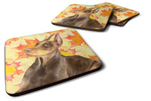 Load image into Gallery viewer, Doberman Pinscher Fall Coasters - Set of 4 Lightweight Foam, Absorbent Drink Coasters
