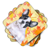 Load image into Gallery viewer, French Bulldog Black White Fall Coasters - Set of 4 Lightweight Foam, Absorbent Drink Coasters
