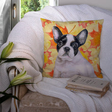 Load image into Gallery viewer, French Bulldog Black White Fall Throw Pillow - 14x14 Decorative Pillow – Art for Your Home &amp; Patio BB9971PW1414