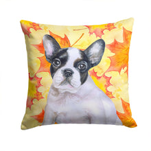 Load image into Gallery viewer, French Bulldog Black White Fall Throw Pillow - 14x14 Decorative Pillow – Art for Your Home &amp; Patio BB9971PW1414