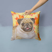 Load image into Gallery viewer, Fawn Pug Fall Throw Pillow - 14x14 Decorative Pillow – Art for Your Home &amp; Patio