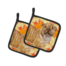 Load image into Gallery viewer, Shar Pei Puppy Fall Pot Holders - Set of 2 - Heat-Resistant Kitchen Essentials BB9980PTHD