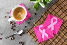 Load image into Gallery viewer, Breast Cancer Battle Flag  Coasters - Set of 4 Lightweight Foam, Absorbent Drink Coasters