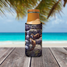 Load image into Gallery viewer, Otters by the Waterfall by Daphne Baxter Slim Can Hugger – Fun &amp; Functional Drink Coolers BDBA0293MUK