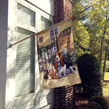 Load image into Gallery viewer, Basset Hound at the gate Flag Canvas House Size BDBA0312CHF