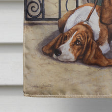 Load image into Gallery viewer, Basset Hound at the gate Flag Canvas House Size BDBA0312CHF