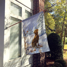 Load image into Gallery viewer, Chocolate Labrador Snowy Robin Flag Canvas House Size BDBA434ACHF