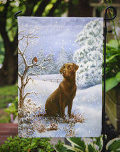 Load image into Gallery viewer, Chocolate Labrador Snowy Robin Garden Flag – Decorative Outdoor Yard Flag BDBA434AGF