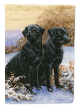 Load image into Gallery viewer, Black Labradors Snowy Day Flag Canvas House Size BDBA450ACHF