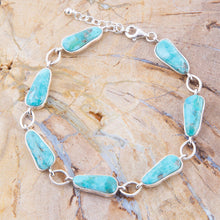 Load image into Gallery viewer, Biwa Blue Turquoise Sterling Silver Link Bracelet