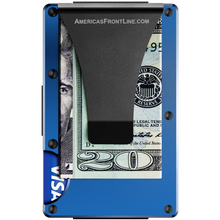 Load image into Gallery viewer, Blue Wallet Money Clip RFID Blocking Front Pocket Wallet Premium Minimalist Wallets for Men Minimalist Slim Credit Card Holder Business Card Holder Mens Aluminum Metal Wallet