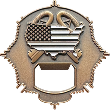 Load image into Gallery viewer, GL4-005 BOP DOJ Bureau of Prisons Thin Gray Line Corrections Challenge Coin Correctional officer Folger Adam Keys Bottle Opener