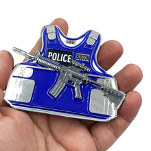 Load image into Gallery viewer, DL9-16 BOSTON M4 Body Armor 3D self standing Challenge Coin BPD Police Department Thin Blue Line