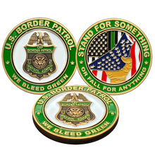 Load image into Gallery viewer, EL12-008 Border Patrol Agent Thin Green Line Challenge Coin Bleed Green