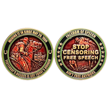 Load image into Gallery viewer, BL18-002 Border Patrol Horse Patrol Haitian Migrant Biden Challenge Coin Censored