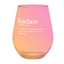 Load image into Gallery viewer, Badass Jumbo Stemless Wine Glass in Orange Pink Ombre | 30 Oz. | Holds an Entire Bottle of Wine
