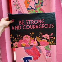 Load image into Gallery viewer, Be Strong And Courageous Zipper Folder | Double-sided Camo Pouch | 14.25" x 10"
