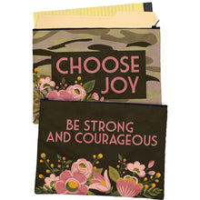 Load image into Gallery viewer, Be Strong And Courageous Zipper Folder | Double-sided Camo Pouch | 14.25" x 10"