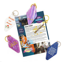 Load image into Gallery viewer, Beautiful and Annoyed Motel Style Key Tag Keychain in Transparent Glitter