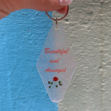 Load image into Gallery viewer, Beautiful and Annoyed Motel Style Key Tag Keychain in Transparent Glitter