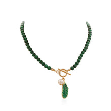 Load image into Gallery viewer, Malachite Pearl &amp; Leaf Elegant Necklace