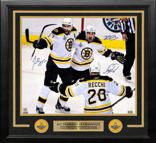 Load image into Gallery viewer, Patrice Bergeron, Mark Recchi, &amp; Brad Marchand Autographed Boston Bruins 16" x 20" Framed Photo
