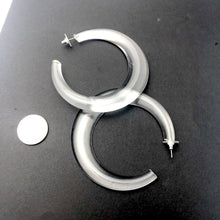 Load image into Gallery viewer, Clear Vintage Lucite Ashlie Hoop Earrings 3 Inch