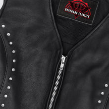 Load image into Gallery viewer, Biker Babe Women's Studded Leather Motorcycle Vest