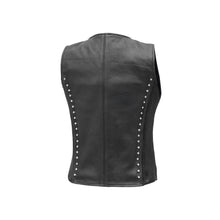 Load image into Gallery viewer, Biker Babe Women's Studded Leather Motorcycle Vest
