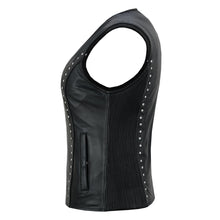 Load image into Gallery viewer, Biker Babe Women's Studded Leather Motorcycle Vest