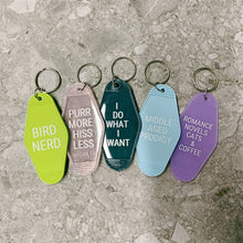 Load image into Gallery viewer, Bird Nerd Motel Style Keychain in Lime Green