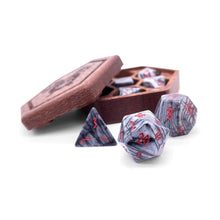 Load image into Gallery viewer, Black Network Agate - 7 Piece RPG Set Gemstone Dice