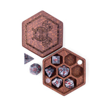 Load image into Gallery viewer, Black Network Agate - 7 Piece RPG Set Gemstone Dice