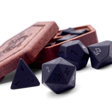 Load image into Gallery viewer, Black Obsidian - Raised 7 Piece RPG Set Gemstone Dice