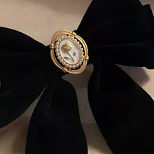Load image into Gallery viewer, Black Velvet Cameo Hair Clip Bow
