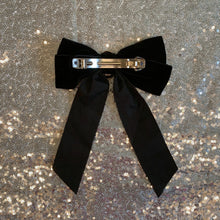 Load image into Gallery viewer, Black Velvet Cameo Hair Clip Bow