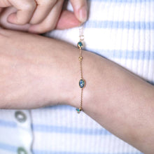 Load image into Gallery viewer, Beautiful Australian Black Opal Diamond Bracelet in 18K Yellow Gold
