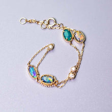 Load image into Gallery viewer, Beautiful Australian Black Opal Diamond Bracelet in 18K Yellow Gold