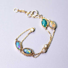 Load image into Gallery viewer, Beautiful Australian Black Opal Diamond Bracelet in 18K Yellow Gold