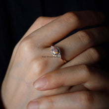 Load image into Gallery viewer, Black Opal and Diamond Halo Engagement Ring 18K Yellow Gold