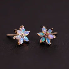 Load image into Gallery viewer, Blossom Stud Earrings Solid Opal 14K Gold Diamond Accents